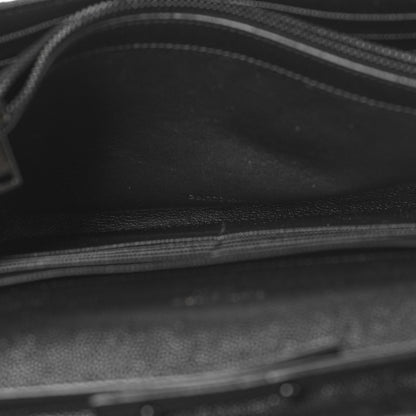 Saint Laurent Grain De Poudre Matelasse Chevron Monogram Monochrome Chain Wallet Black 5 of 10