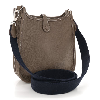 Hermes Taurillon Clemence Amazone Evelyne TPM Etoupe Bleu Indigo 3 of 10