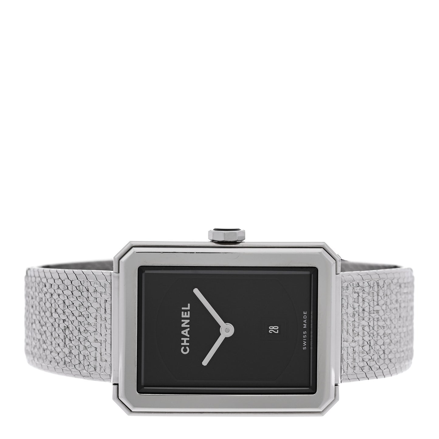 Stainless Steel 26mm Boy-friend Tweed Quartz Watch Black