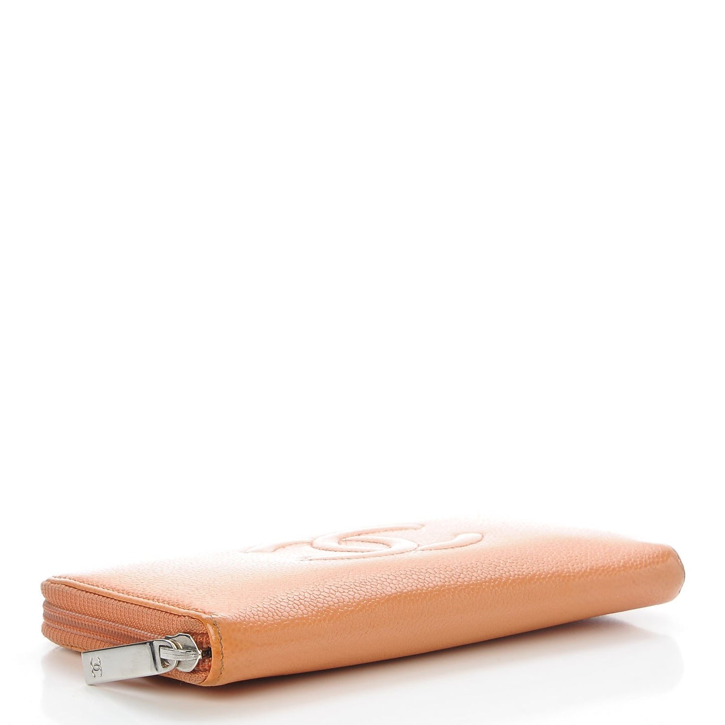 Caviar Large CC Timeless Zip Around Organizer Wallet Orange