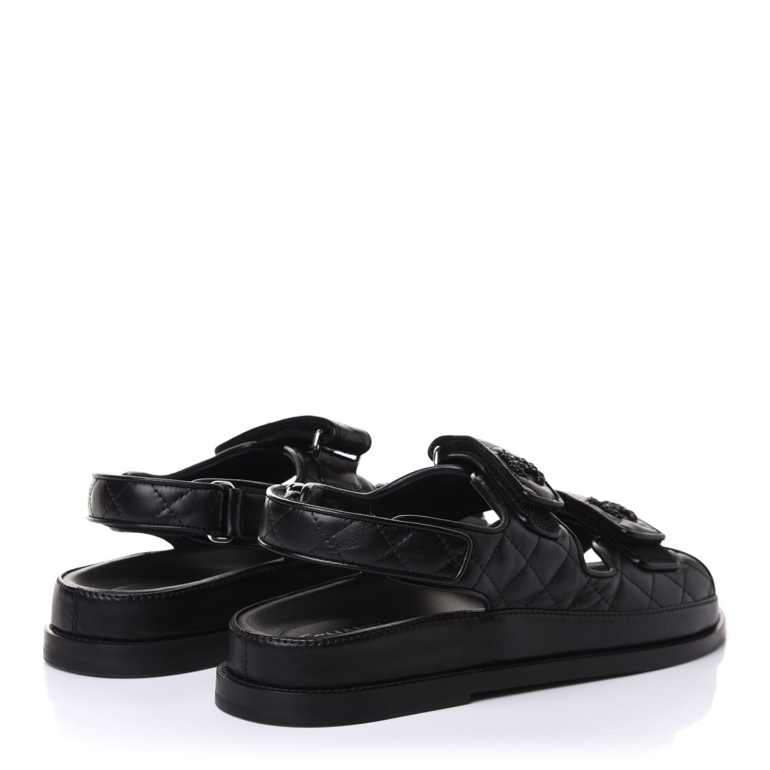 Chanel Lambskin Quilted Velcro Dad Sandals 39 So Black 4 of 10