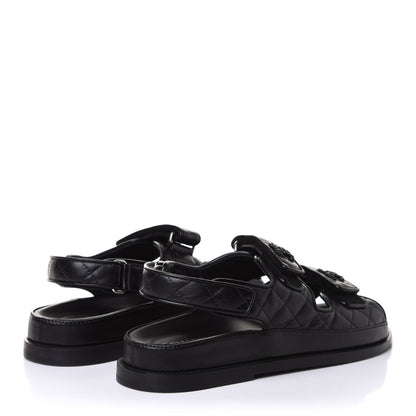 Chanel Lambskin Quilted Velcro Dad Sandals 39 So Black 4 of 10