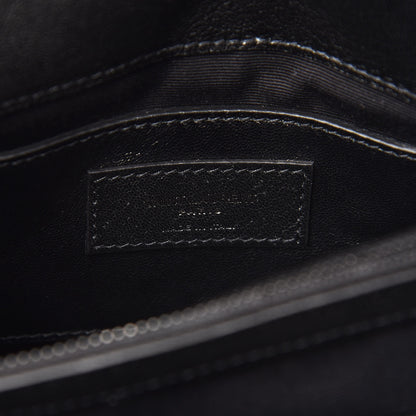 Saint Laurent Sheepskin Matelasse Chevron Monogram Medium College Bag Black 8 of 10