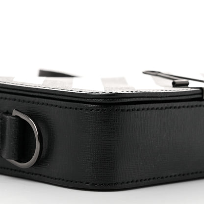 Off-White Saffiano Striped Mini Diag Binder Clip Bag Black White 8 of 11