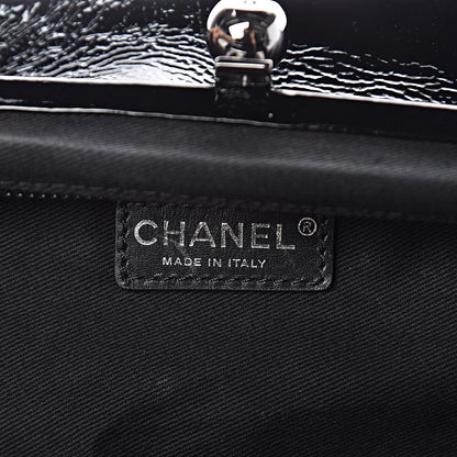 Chanel Distressed Patent Quilted Ritz Flap Bag Black 7 of 11