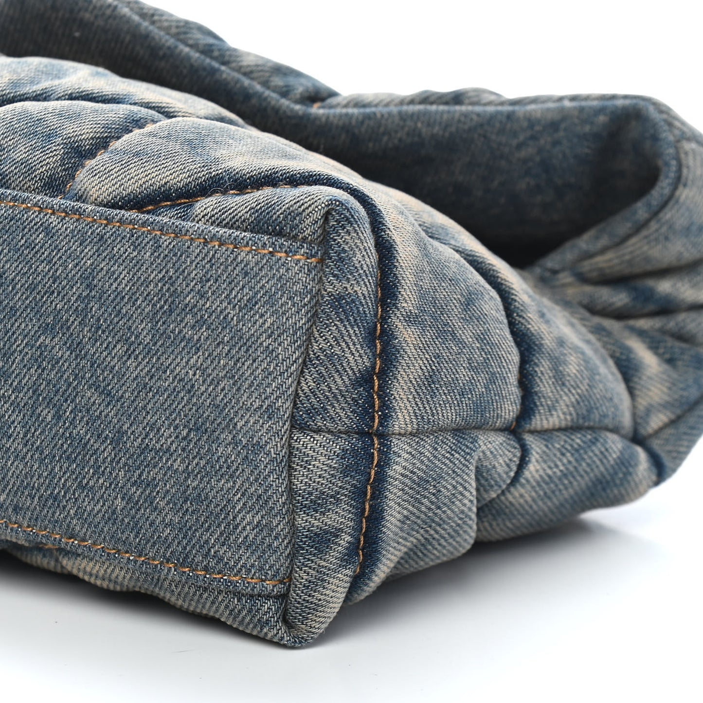 Denim Quilted Toy Loulou Puffer Monogram Chain Satchel Blue Black