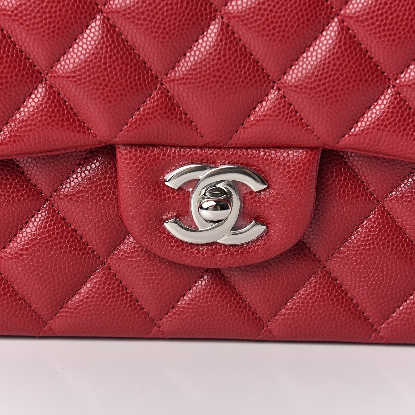 Caviar Quilted Medium Double Flap Red