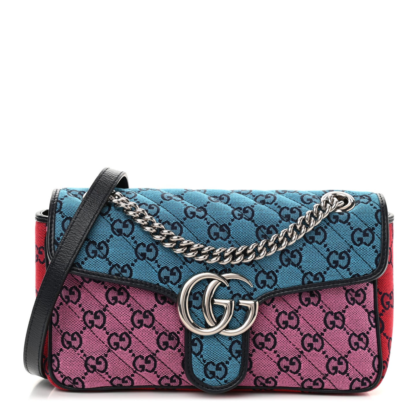 Monogram Multicolor Matelasse Diagonal Small GG Marmont Shoulder Bag Light Blue Pink Blue Green Red