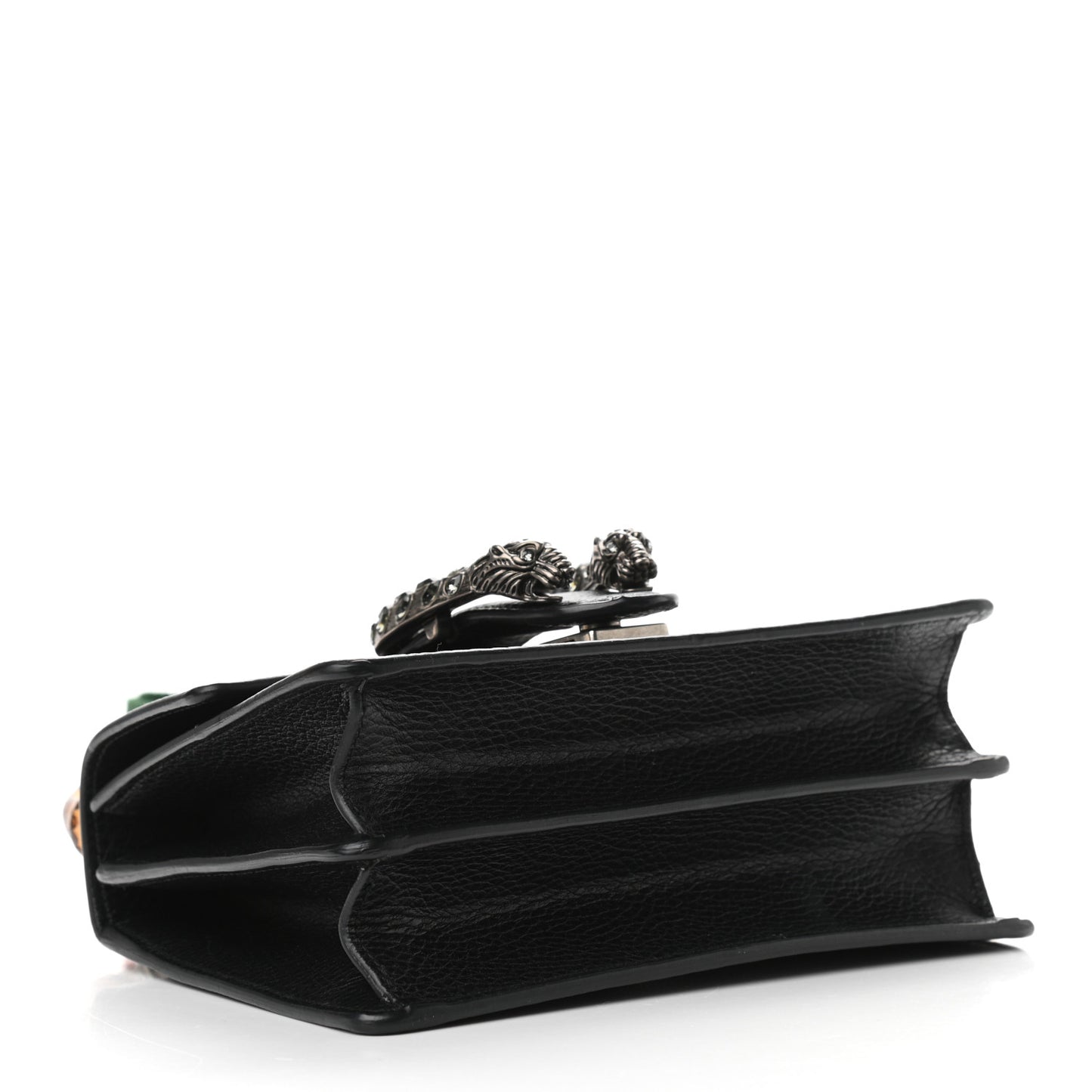 Dollar Calfskin Crystal Web Mini Dionysus Bamboo Top Handle Bag Black Black Diamond