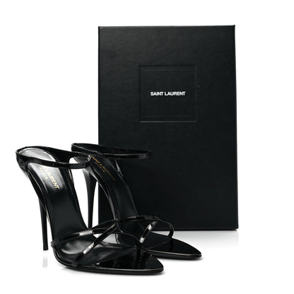 Saint Laurent Patent Gippy Crisscross Mule Sandals 41 Black 8 of 8