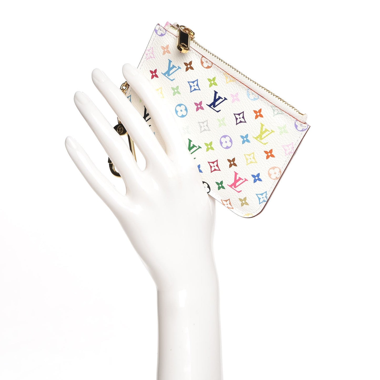 Monogram Multicolor Key Pouch White Litchi