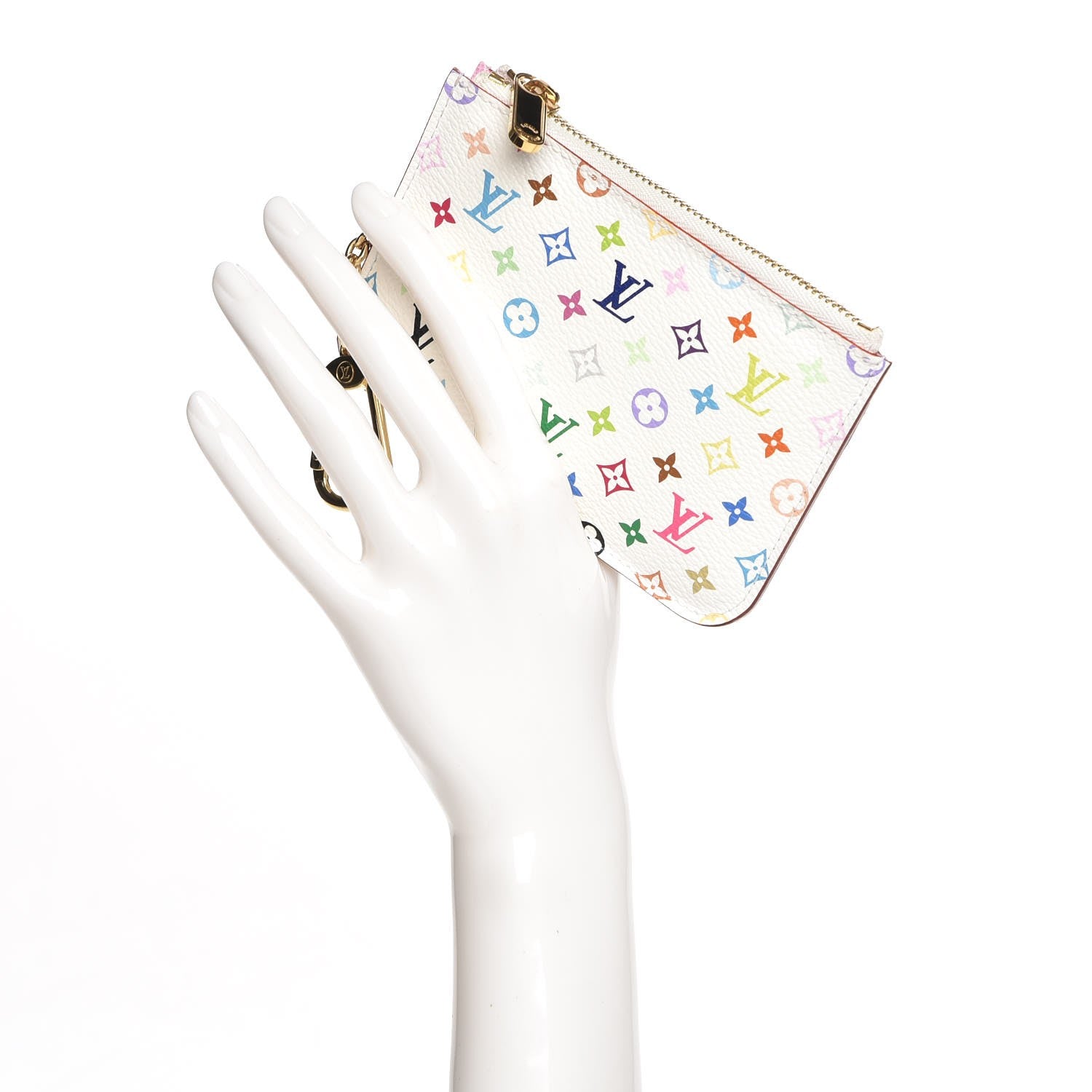 Louis Vuitton Monogram Multicolor Key Pouch White Litchi 2 of 7