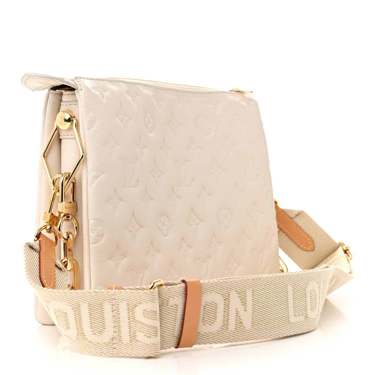 Louis Vuitton Lambskin Embossed Monogram Coussin PM Beige Cream 3 of 11