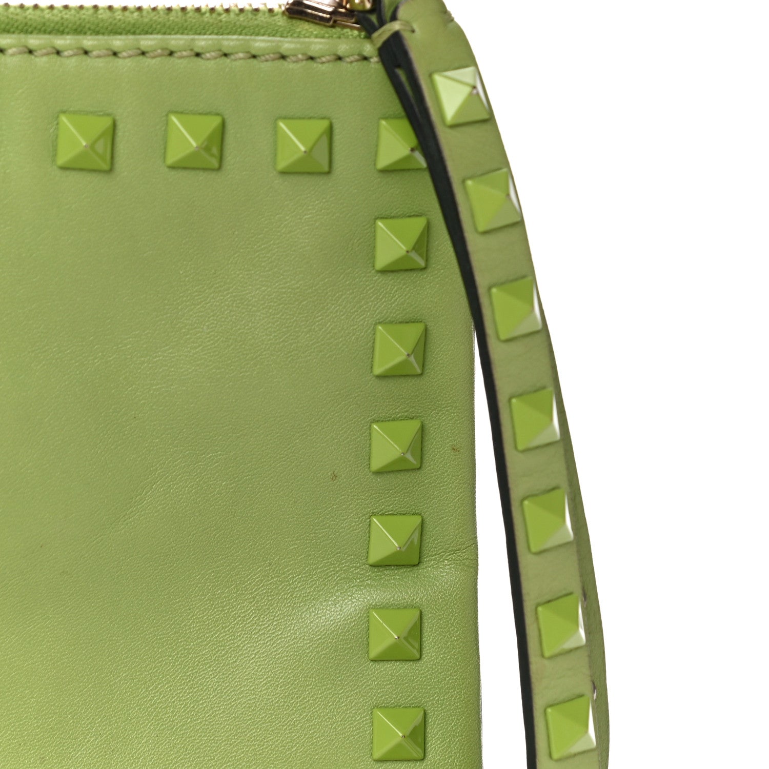 Valentino Garavani Vitello Large Rockstud Zip Wristlet Pouch Pop Apple 14 of 16