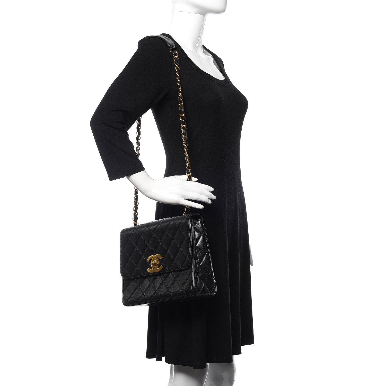 Chanel Lambskin Quilted Medium Single Flap Black 2 of 15