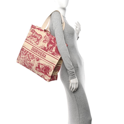 Christian Dior Straw Dioriviera Tote Red 2 of 13