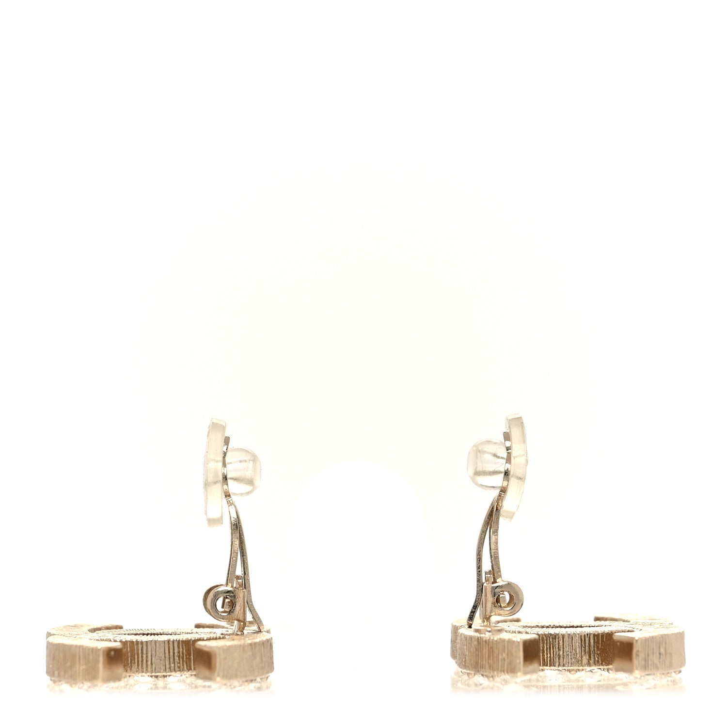 Chanel Crystal CC Clip on Earrings Gold 3 of 5