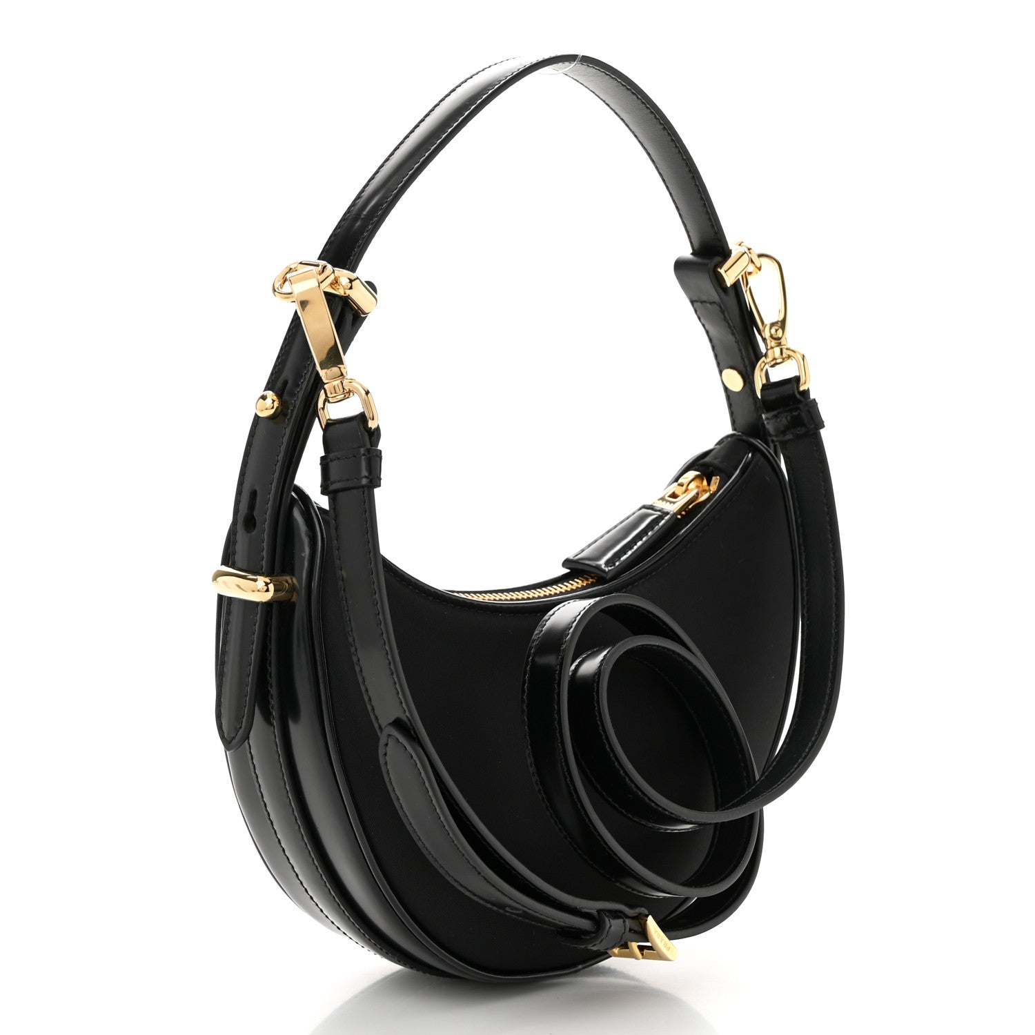 Prada Re-Nylon Spazzolato Mini Arque Shoulder Bag Black 2 of 9