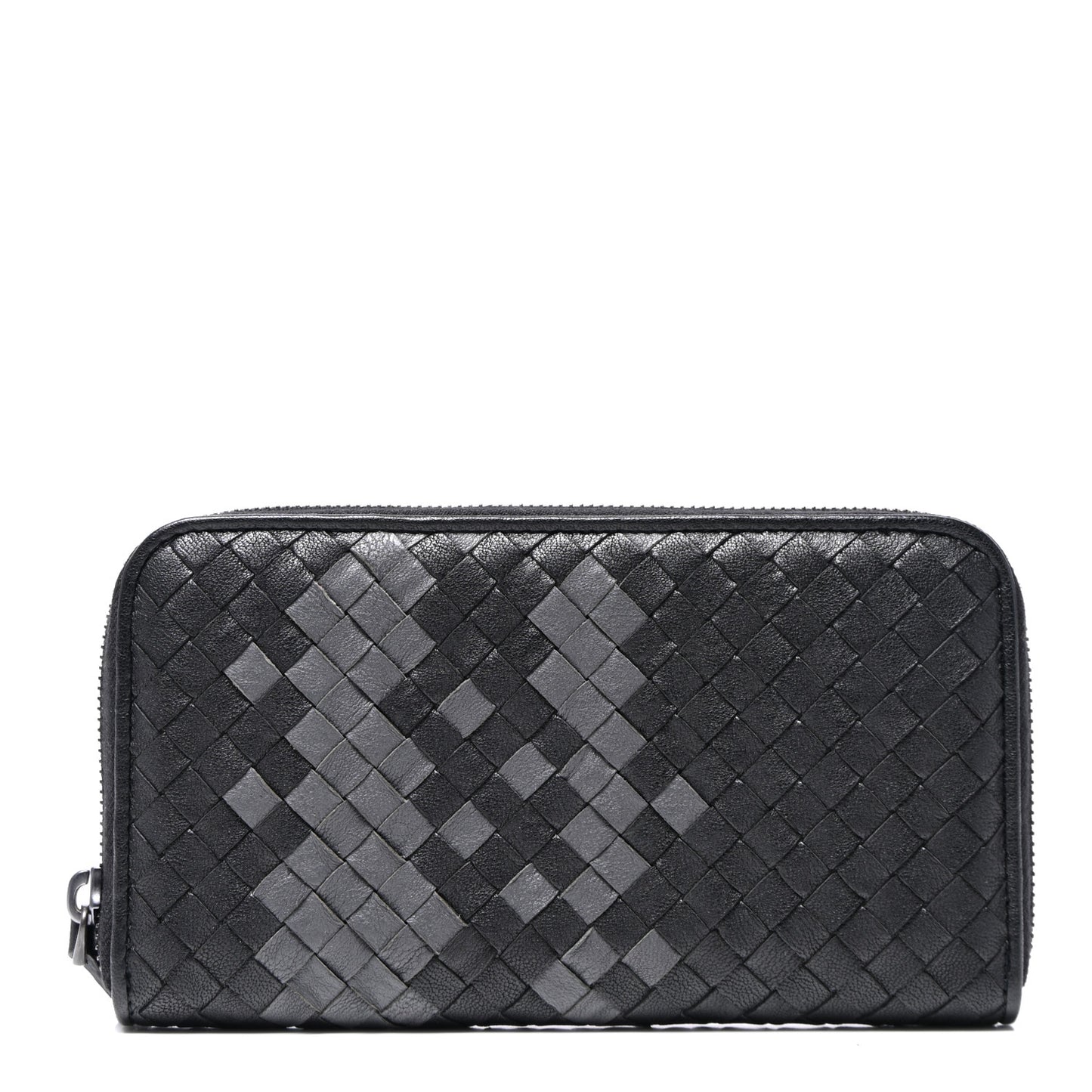 Nappa Intrecciato Zip Around Wallet Medium Grey