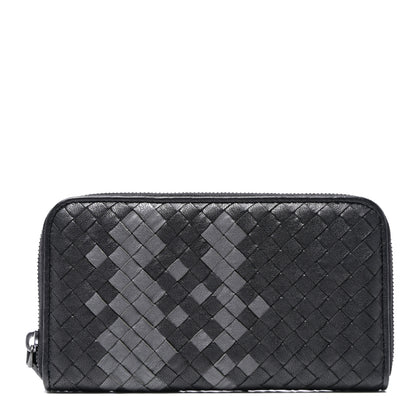 Bottega Veneta Nappa Intrecciato Zip Around Wallet Medium Grey 1 of 8