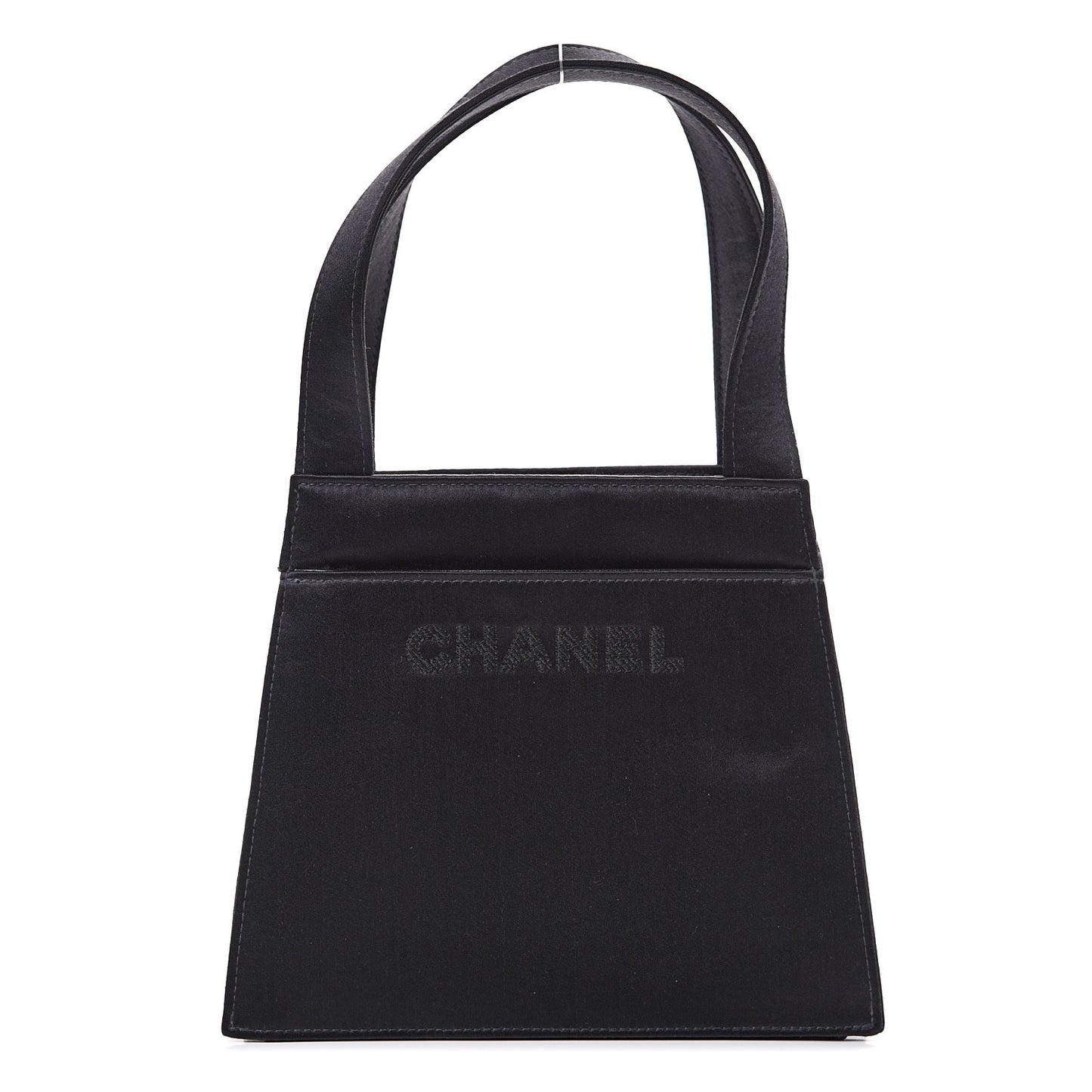 Satin Top Handle Evening Bag Black