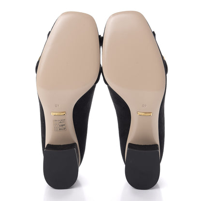 Gucci Kid Scamosciato GG Marmont Fringe 50mm Loafer Pumps 40 Black 5 of 9