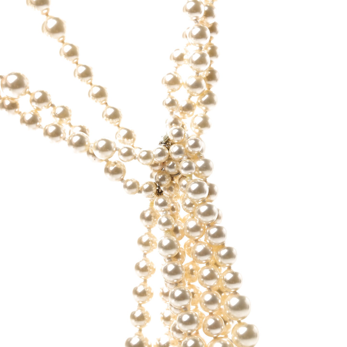 Pearl Multi Strand CC Necklace Gold