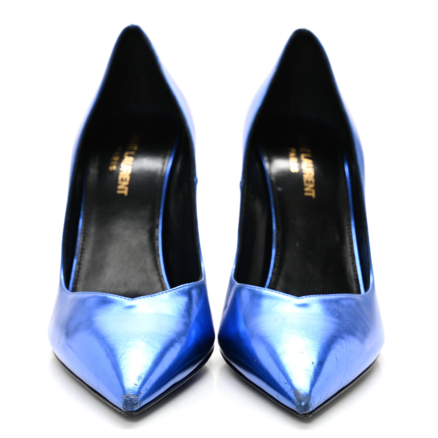 Metallic Calfskin Kiki 100 Pumps 37.5 Blue