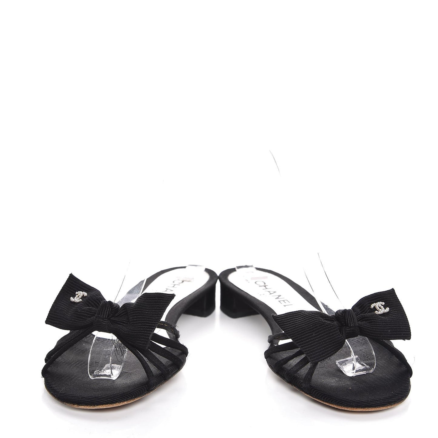 Grosgrain Pearl CC Bow Sandals 36.5 Black