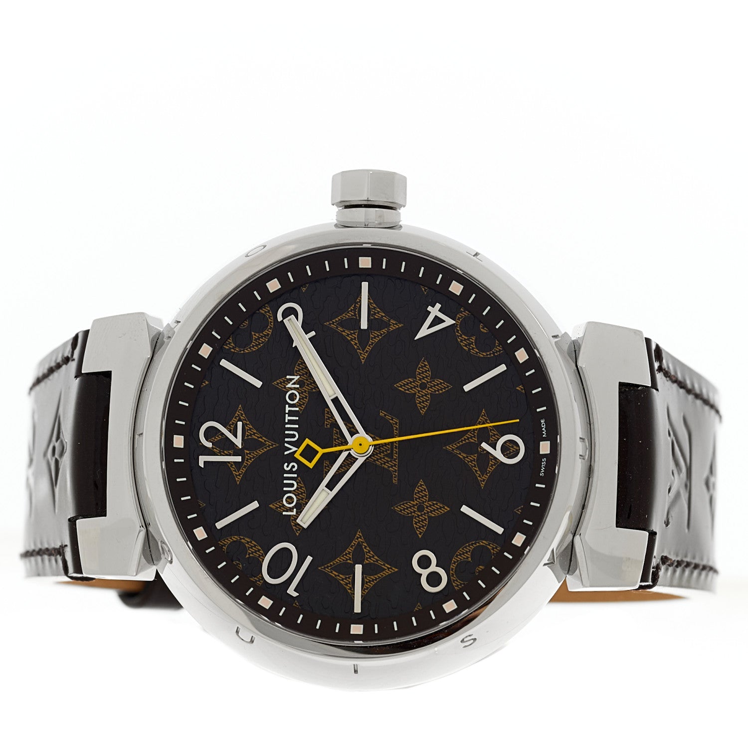 Louis Vuitton Stainless Steel Monogram 39mm Tambour Vernis Quartz Watch Amarante 2 of 5