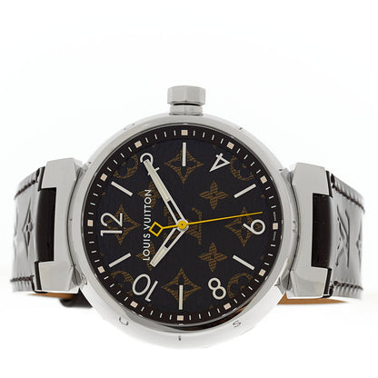 Louis Vuitton Stainless Steel Monogram 39mm Tambour Vernis Quartz Watch Amarante 2 of 5