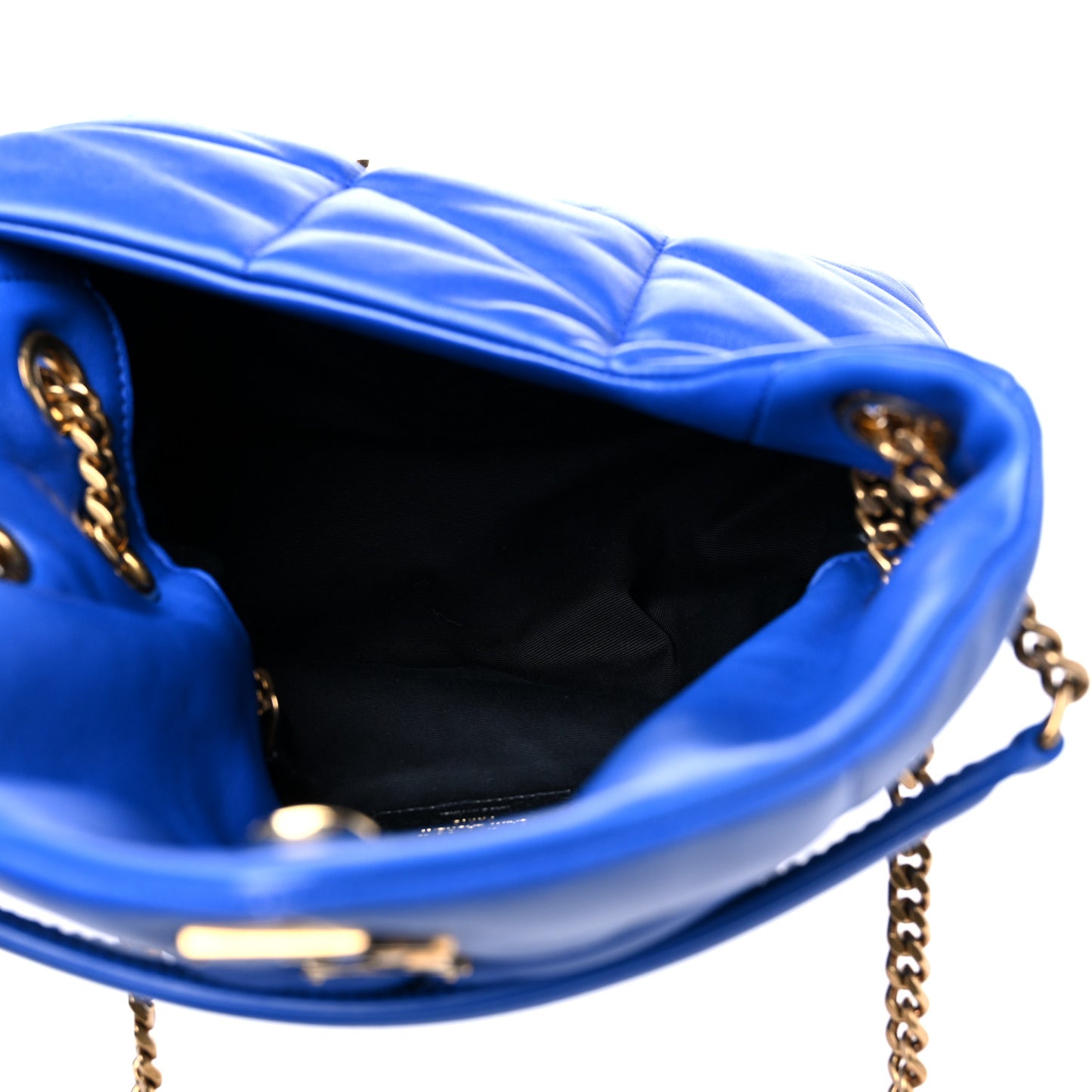 Lambskin Quilted Small Loulou Puffer Monogram Chain Satchel Majorele Blue