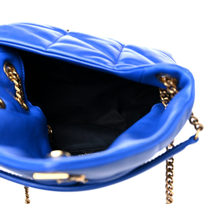 Saint Laurent Lambskin Quilted Small Loulou Puffer Monogram Chain Satchel Majorele Blue 5 of 15