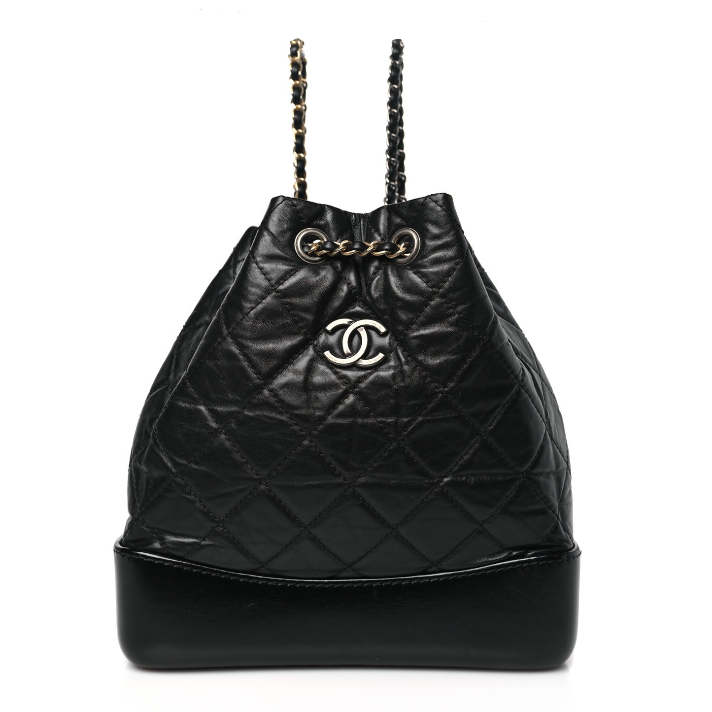 Aged Calfskin Quilted Small Gabrielle Backpack Black