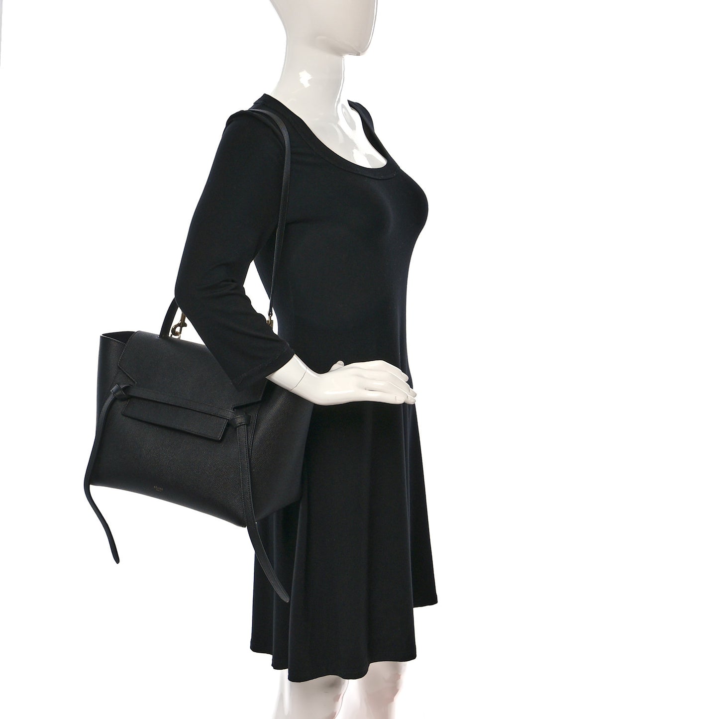 Grained Calfskin Mini Belt Bag Black