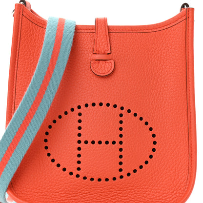 Hermes Taurillon Clemence Amazone Evelyne TPM Orange Poppy Bleu Saint Cyr 8 of 11