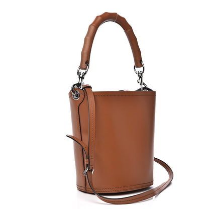 Prada City Calfskin Tambour Bucket Bag Cognac Black 3 of 10