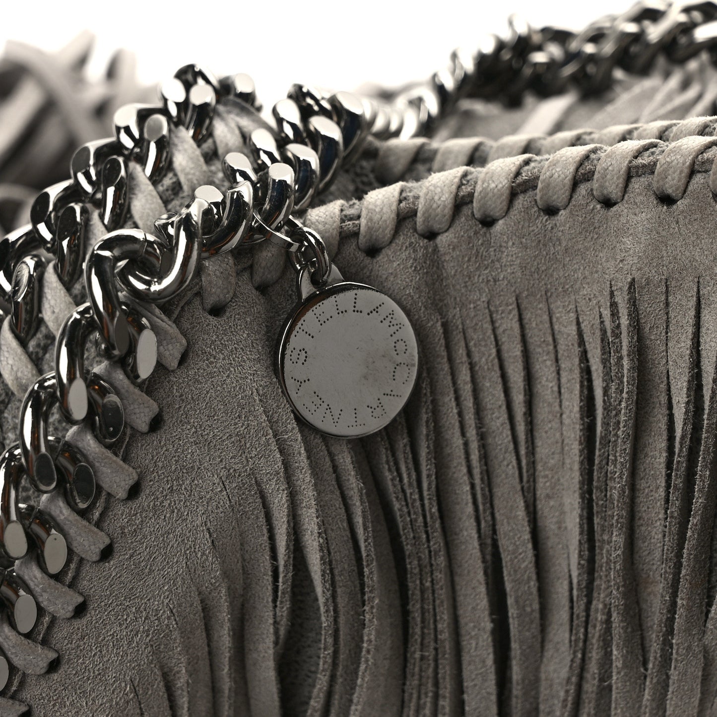 Shaggy Deer Fringe Mini Falabella Tote Grey