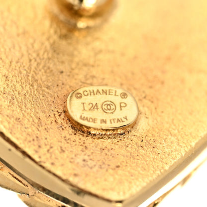Chanel Metal Enamel CC Denim Heart Earrings Gold Blue 4 of 5