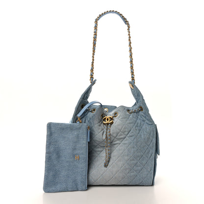 Chanel Washed Denim Quilted Medium Chanel 25 Handbag Blue 3 of 11