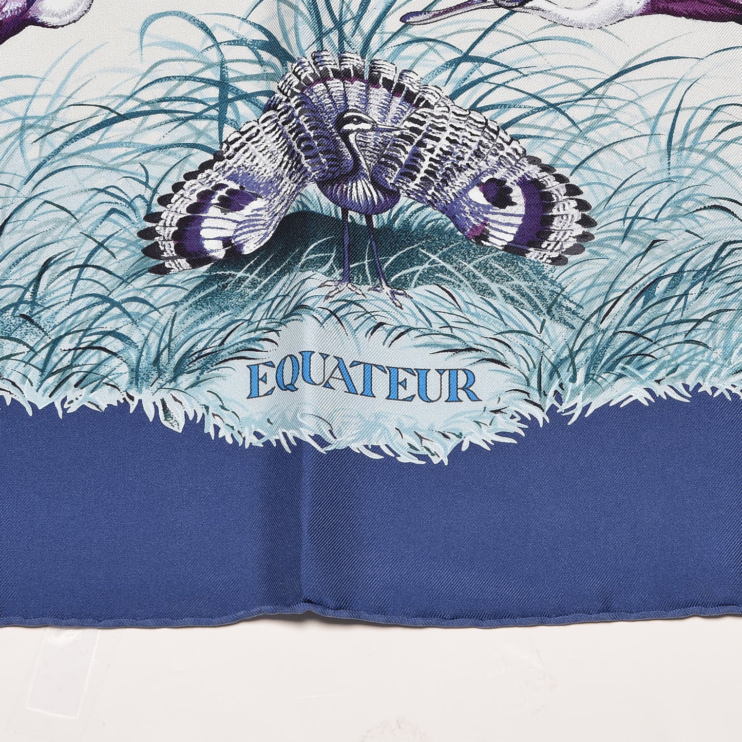 Silk Wash Equateur 90 Scarf Marine Creme Violet