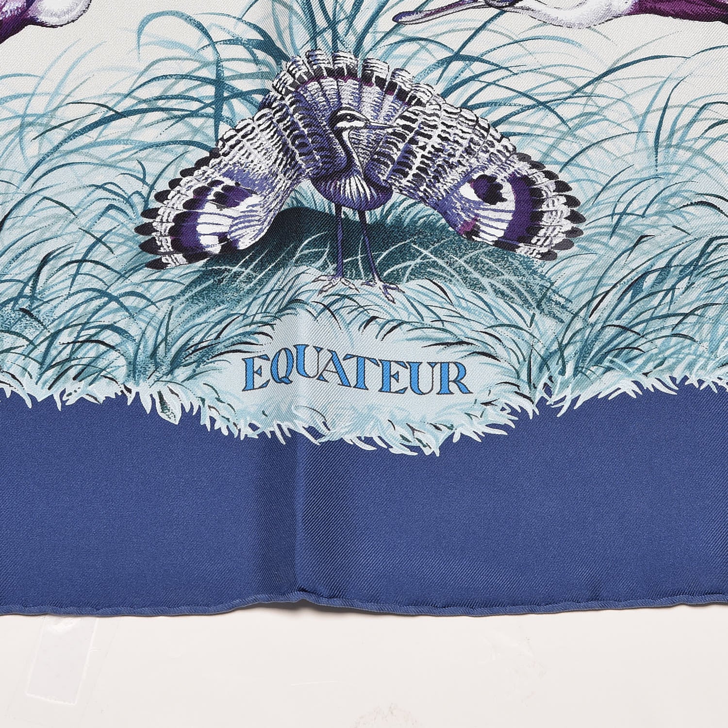 Hermes Silk Wash Equateur 90 Scarf Marine Creme Violet 3 of 5