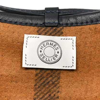 Hermes Wool Calfskin Reversible Highlands Poncho Navy Royal Fauve 3 of 3