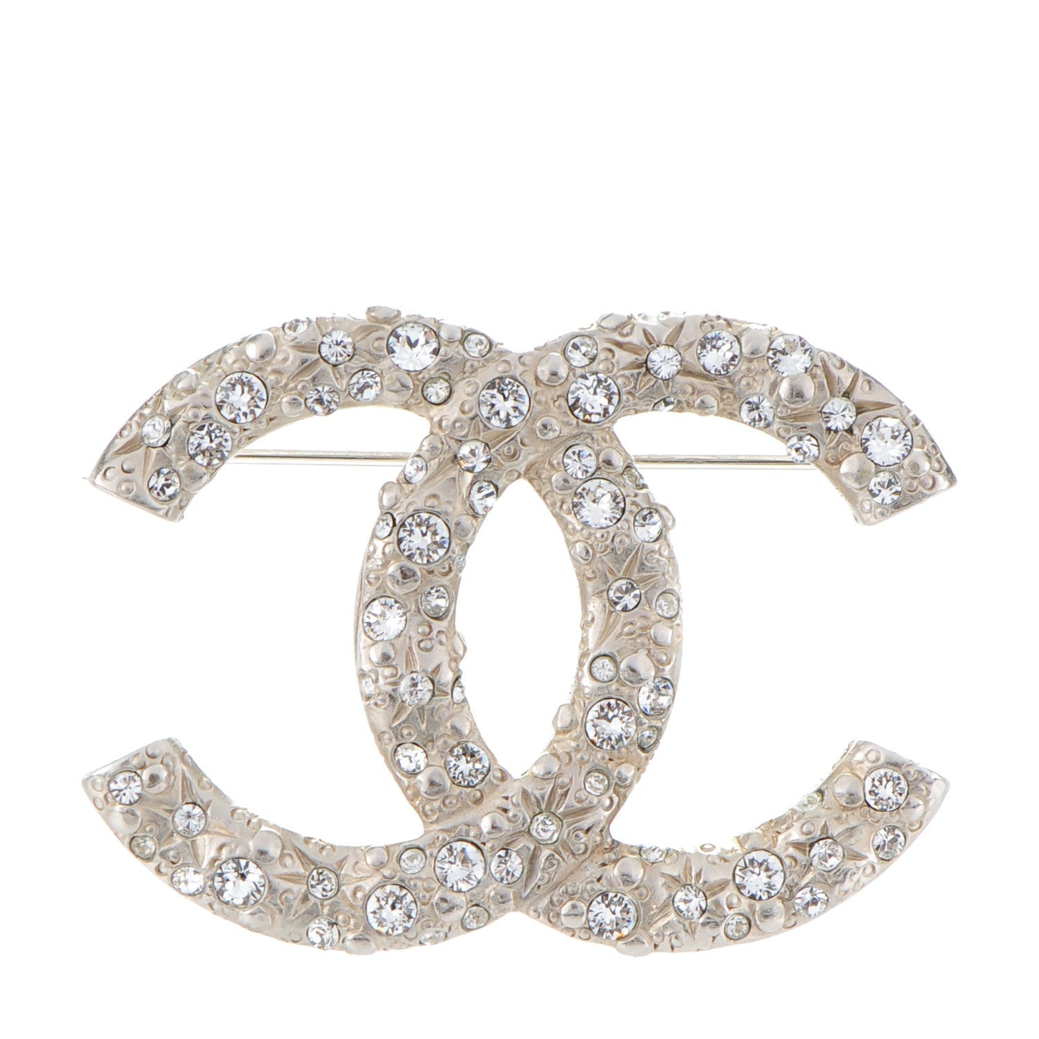 Chanel Crystal CC Brooch Silver 1 of 4