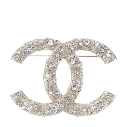 Chanel Crystal CC Brooch Silver 1 of 4