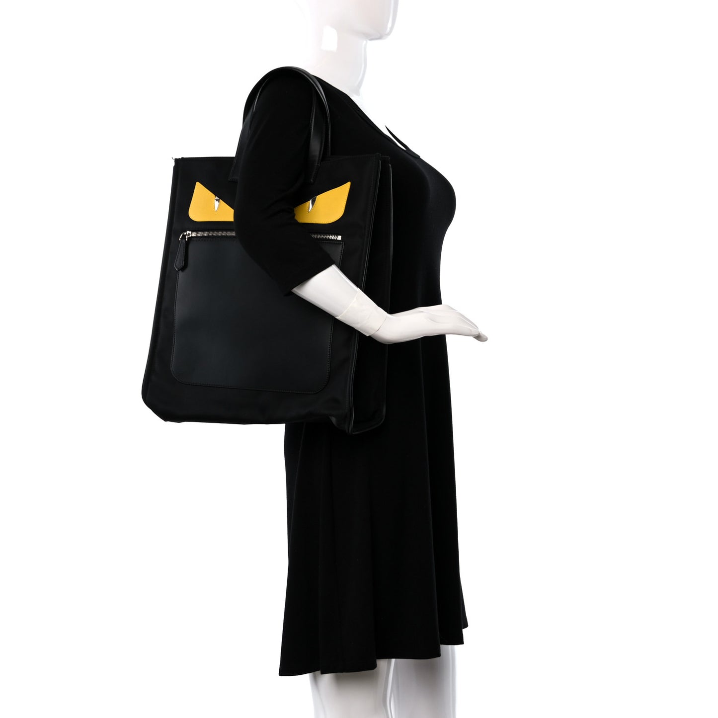 Nylon Vitello Liberty Dolce Monster Eyes Tote Black Sunflower