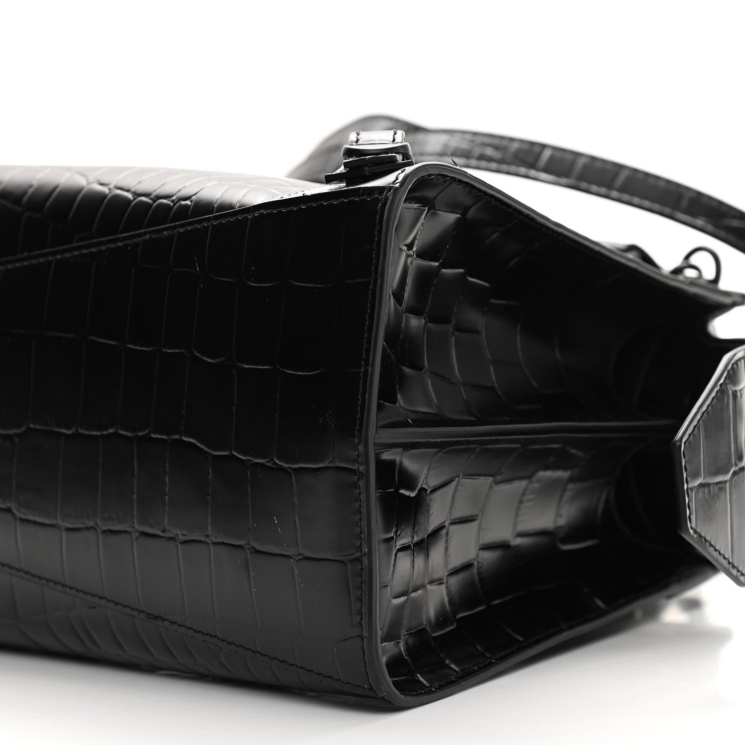 Balenciaga Semi Shiny Calfskin Crocodile Embossed Neo Classic Black Hardware S City Black 9 of 13