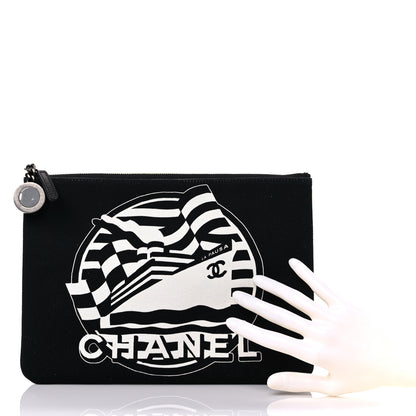 Chanel Canvas La Pausa Large Cosmetic Case Black 2 of 10