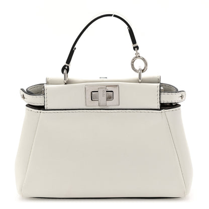 Fendi Shiny Nappa Micro Peekaboo Iconic Satchel White 1 of 11