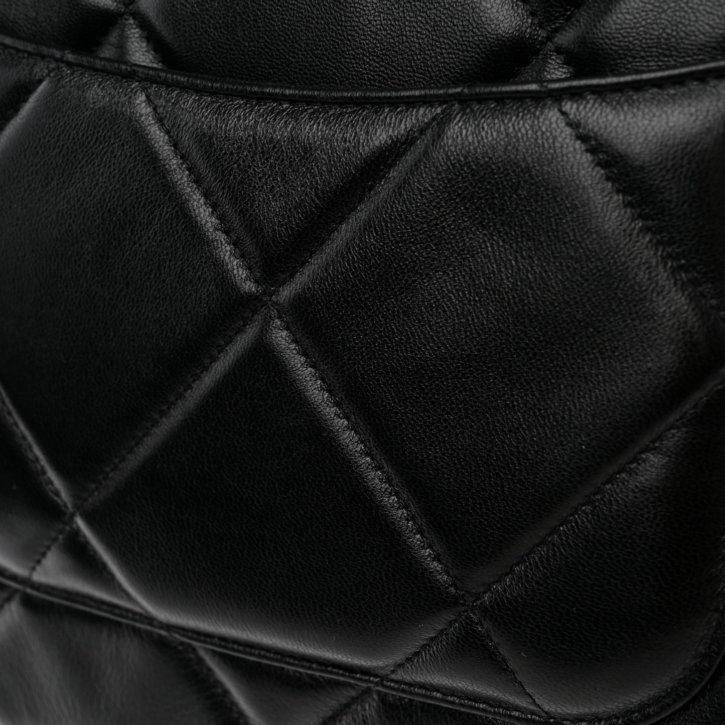Goatskin Quilted Large Chanel 19 Pouch Black